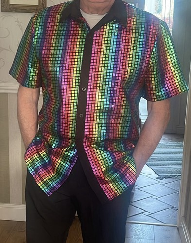 Men rainbow sequin shirt - rainbow,