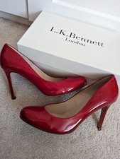 L.K. Bennett Shilo Red Patent LEather Mid Heeled Court Shoes UK 6 EU 39 rrp £229