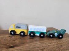 Small Children's Little Town Wooden Toy Cars - Delivery, Bus, Race Car -Playtime
