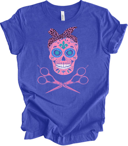 Sugar skull hairdresser tee - skull,
