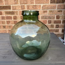 LARGE VINTAGE FRENCH VIRESA GREEN  GLASS TERRARIUM/CARBOY BOTTLE PLANTER 1960s  