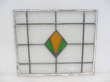 Antique Stained Glass Window Panel Vintage Old Art Deco Nouveau 17x15"