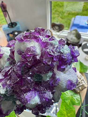 Violet crystal cluster mineral - violet,