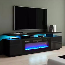 70'' TV Stand &36'' Electric Fireplace Storage Cabinet Media Flame Entertainment