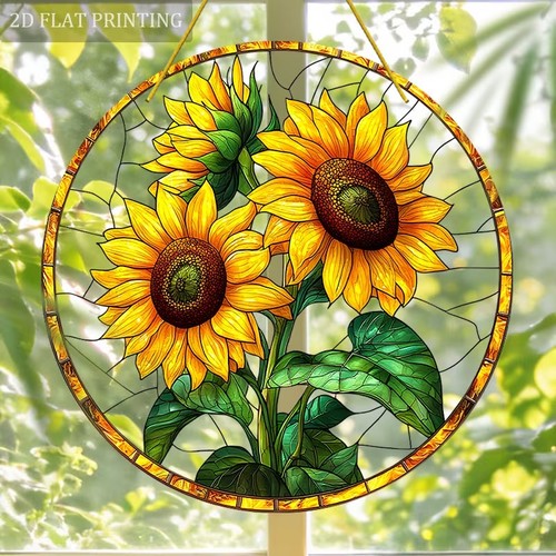Flat acrylic sunflowers 8 - 2d,