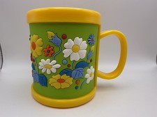 Vintage John Hinde USA 2002 Flowers Floral 3D Plastic Mug