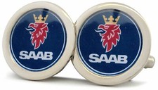 Saab blue logo silver polished - logo,