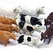 10 Britains cows bulls cattle farm animals vintage figure toy Charolais Highland