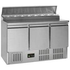 NEW 3 DOOR STAINLESS STEEL GASTRONORM FOOD PREPARATION COUNTER FRIDGE GSS435