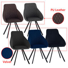 Set of 2 Faux Leather Velvet Dining Chairs  High Back Metal Legs Kitchen Chair