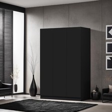 Matt Black 3 Door Wardrobe
