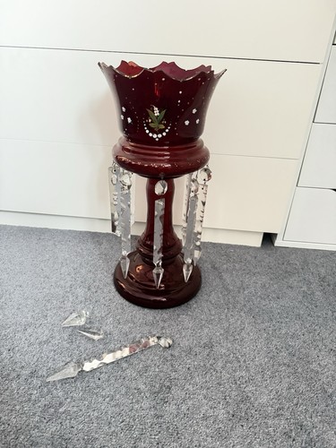 Victorian ruby glass mantle - victorian,