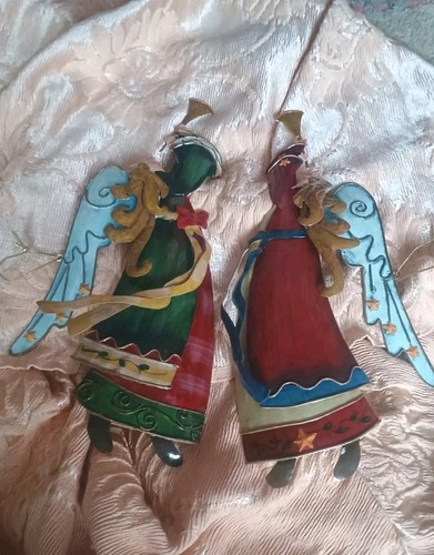 Pressed tin angels blowing - tin,