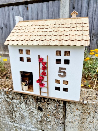 Wooden small dollhouse fully - wooden,