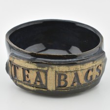 Studio Pottery Tea Bags Dish Pot Signed JP/JR Used Teabag Bowl Holder VTG