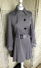 New Size 10 Grey Cotton Blend Trench Coat Full Skirt Belted Dunnes Stores