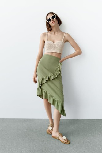 Zara ss22 midi khaki olive - zara,