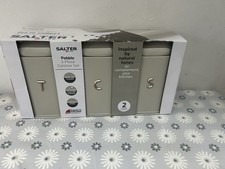 Salter Pebble Canister Set - 3 Piece Countertop Set,Tea Coffee Sugar Storage Tin