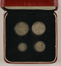 1896 QUEEN VICTORIA SILVER 4 COIN MAUNDY SET -  case