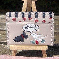 Radley hello lovely dove grey card holder leather with dust bag