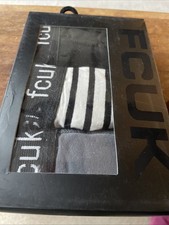 FCUK 3 PACK BOXER SHORTS COTTON STRETCH  GREY BLACK CREAM STRIPES SMALL £10.99