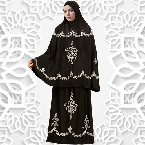 Black mukena embroidered - mukena,