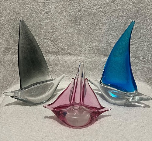 Art glass sailboat figurines - sailboat,