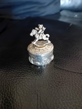 Solid Silver Baby's First Curl Teddy Bears On Rocking Horse