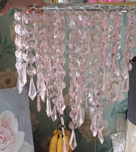 Pink beaded light shade - pink,