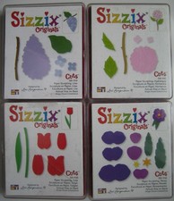 4 x Sizzix Original Red Paper Sculpting Dies - LILAC, TULIP, PANSY & HYDRANGEA 