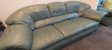 Harveys green leather sofa