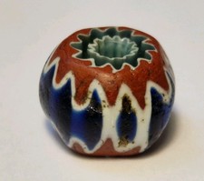 14.7mm LARGE ANTIQUE VENETIAN CHEVRON SEVEN LAYER GLASS BEAD (African trade)