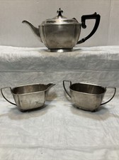 Elkington silver plated teapot with sugar and creamer hallmark 1900’s #38869