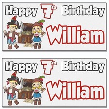Personalised Pirate Treasure Birthday Banner Party Decorations Pack of 2