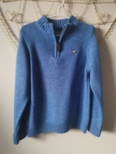 Trotters Thomas Brown Blue Wool Blend Half Zip Jumper age 4-5 years