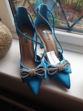 Poula Echevarria Primark Shoes Size 5 Electric Blue With Sparkle Bow On Front