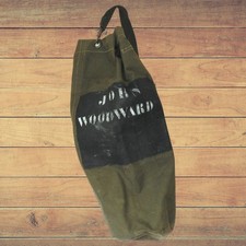 Vintage 1940s British Army Canvas Military Kit Bag (named) Khaki With Strap