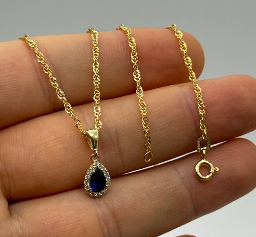 Solid 9ct yellow - yellow, sapphire