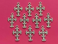 Tibetan Silver Cross Charms - Pack of 10 - Choose Design