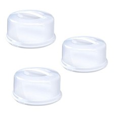 3x Plastic Cake Box Tub Carriers Handle Clips Storage Containers Airtight Lid