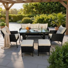 Rattan garden furniture set - garden,