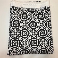 Kaufmann Outdoor Modern Moorish Block Tile print Black/White Cotton, 3+yards 