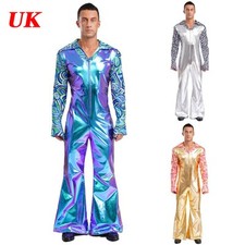 UK Mens Metallic 70s Jumpsuit