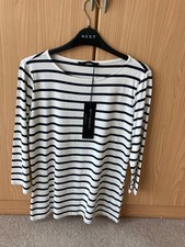 BETTY BARCLAY IVORY STRIPE 3/4 SLEEVE TOP - SIZE 12 - BNWT