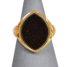 PRE-OWNED 18CT GOLD BLOODSTONE