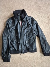 Black soft real Leather Jacket, River Island, Size 14 /16 vintage style