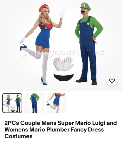 2pcs couple mens super mario - 2pcs,