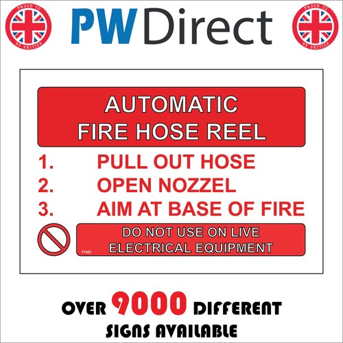 Sign automatic fire hose reel - sign,