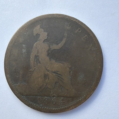 1864 one penny coin - one,