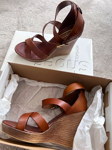 Topshop brown strappy - topshop, wedge